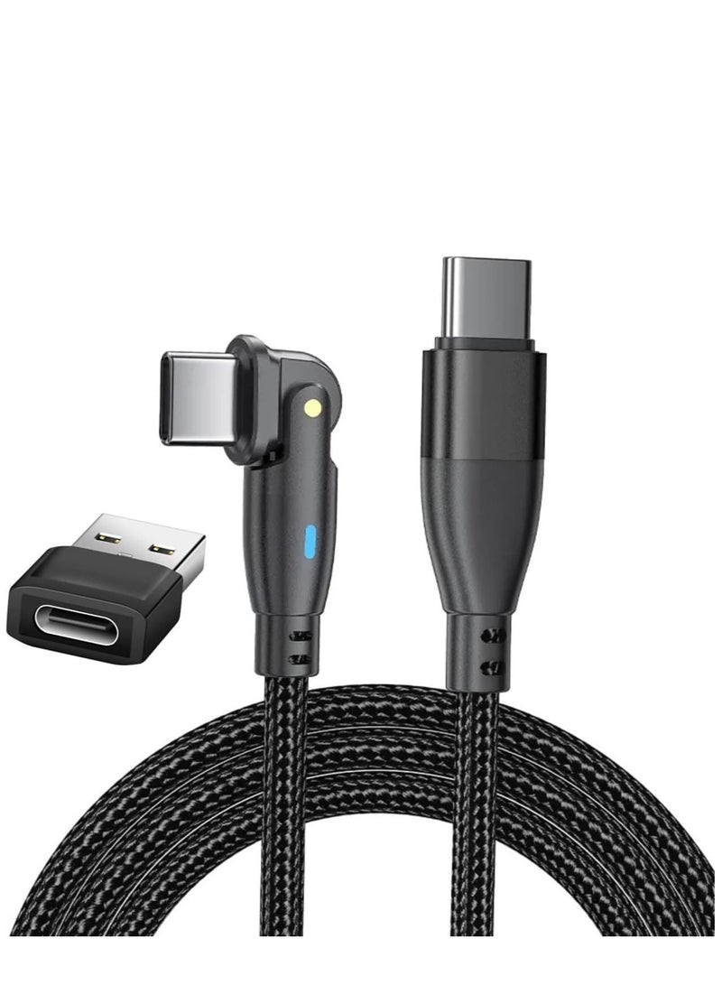 KASTWAVE USB C to USB C Fast Charging Cable 2M 60W with USB A Adapter, 20V3A 180° Rotating Fast Charge Cable, Nylon Braided Fast Charging Cord Type C Compatible with MacBook Pro Air, iPad Pro, Samsung Galaxy - Image 1