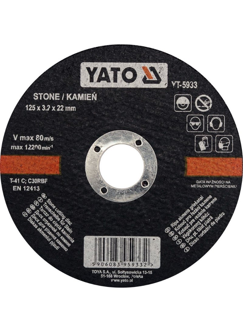 YATO Stone Cutting Disc 125x3.2x22mm  YT-5933