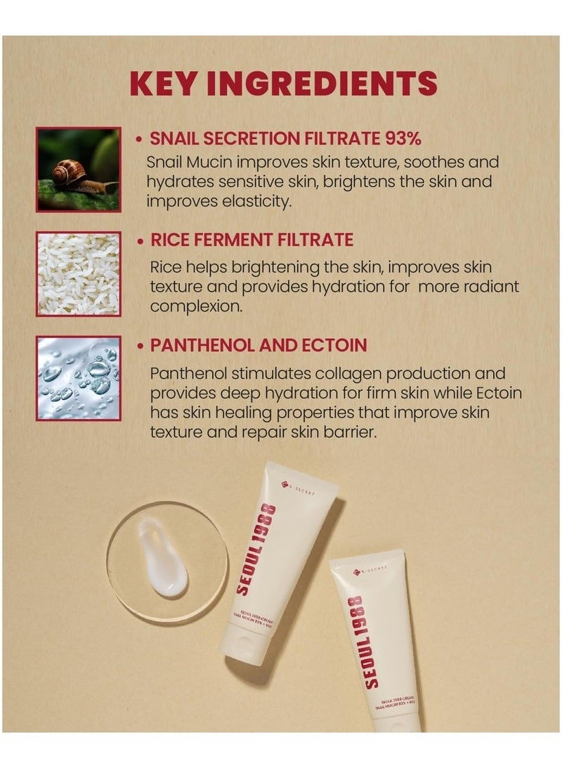 K-SECRET SEOUL 1988 Cream : Snail Mucin 93% + Rice - Image 4