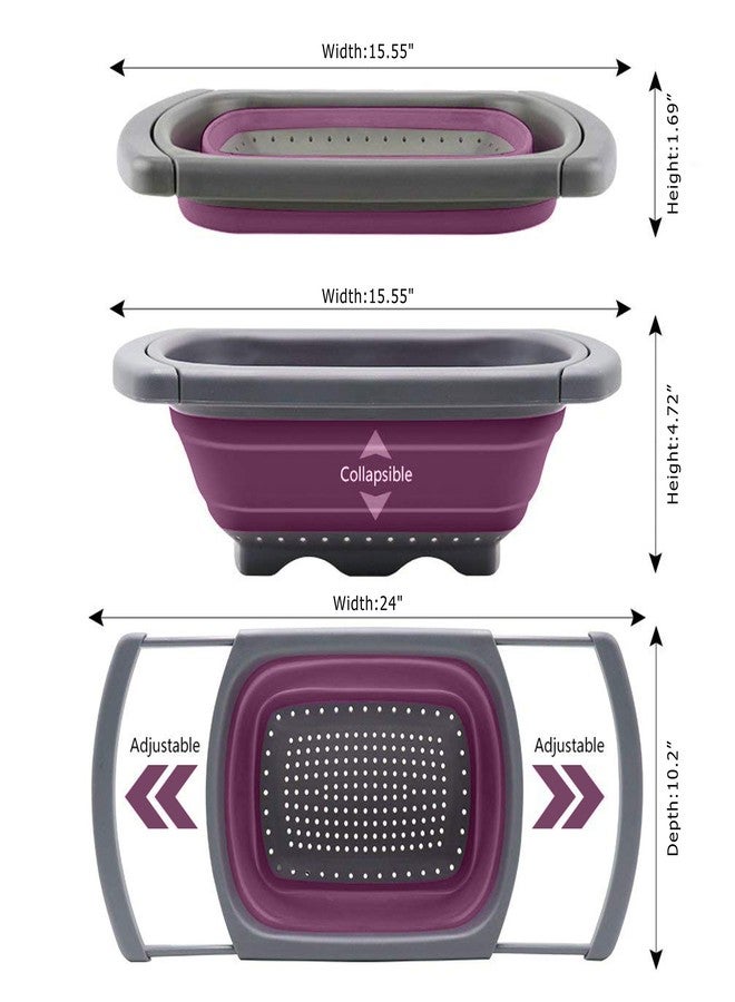 Prime Cook Purple Collapsible Silicone Kitchen Colander/Strainer - Image 4