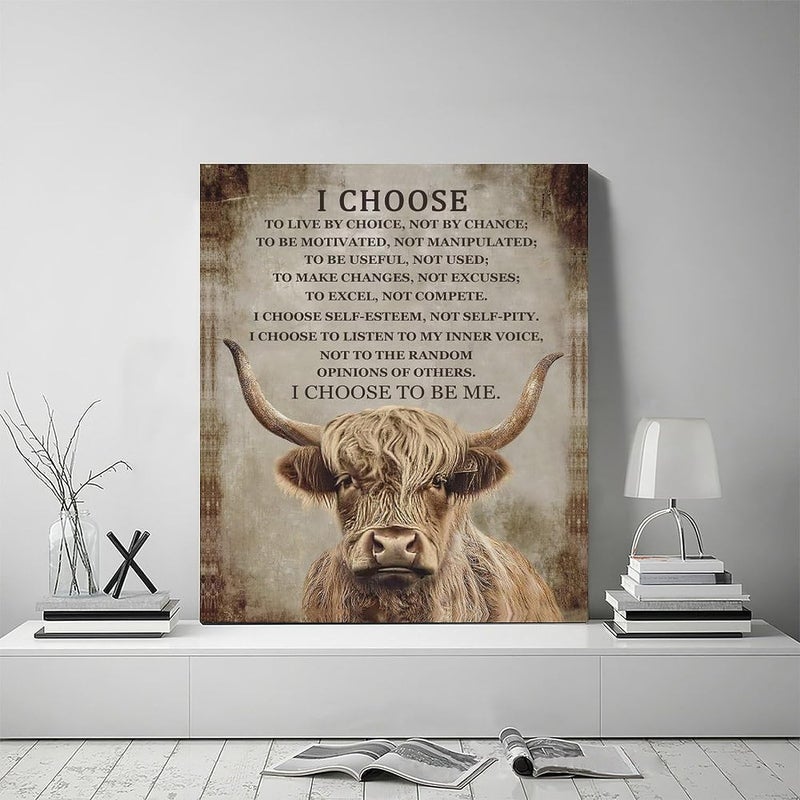 SweetFox Highland Cow Motivational Wall Art - Image 2