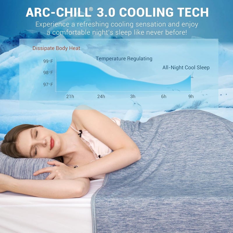Elegear Cooling Blanket, Twin Size Revolutionary Summer Blanket, Absorbs Body Heat to Keep Cool on Hot Nights, Q-Max 0.4 Cooling Fiber,100% Cotton Backing Blanket - Blue, 59"x79" - Image 2