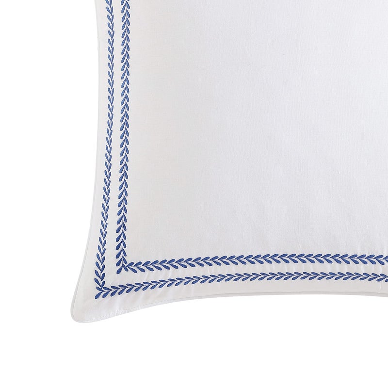 Laura Ashley - Euro Shams, 100% Smooth Cotton with Envelope Closure, Throw Pillow Cover for Bed or Couch, Oeko-Tex Certified, Set of 2 (Stitched Vine Blue, 26" x 26") - Image 5