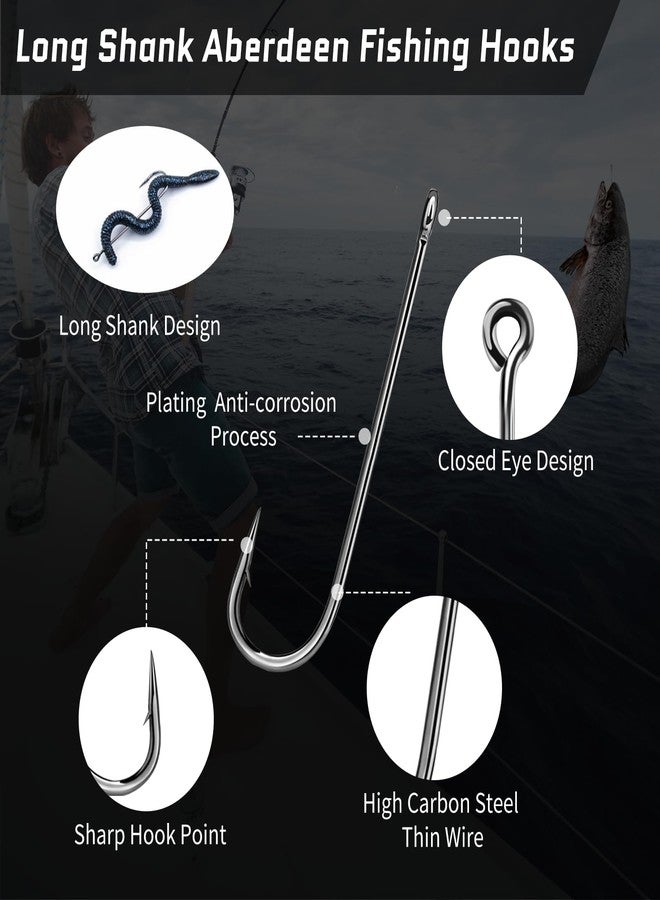 FishTrip Crappie Panfish Fishing Hooks-100pcs Aberdeen Hooks Long Shank Light Wire for Sunfish Small Bass Trout Freshwater Size 10# - Image 2