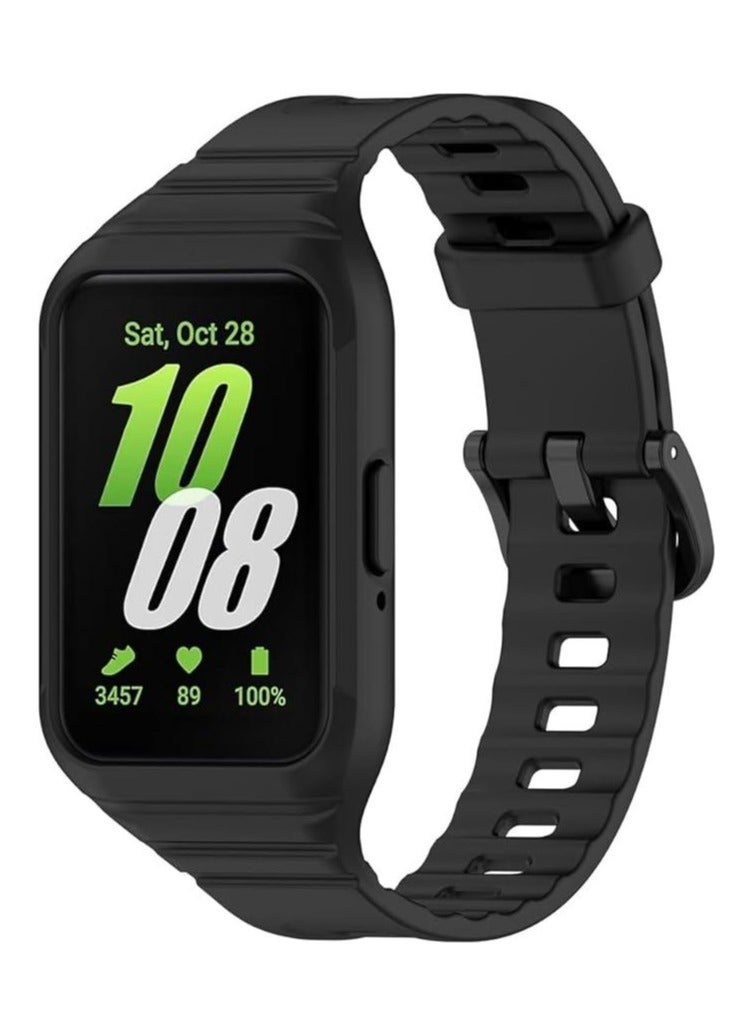 سوار ساعة بديل من السيليكون مع غطاء حماية متوافق مع سامسونج جالاكسي فيت 3  Samsung Galaxy Fit 3 - Image 1