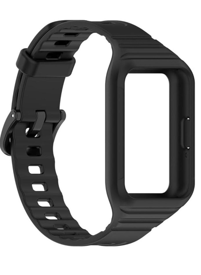 سوار ساعة بديل من السيليكون مع غطاء حماية متوافق مع سامسونج جالاكسي فيت 3  Samsung Galaxy Fit 3 - Image 2