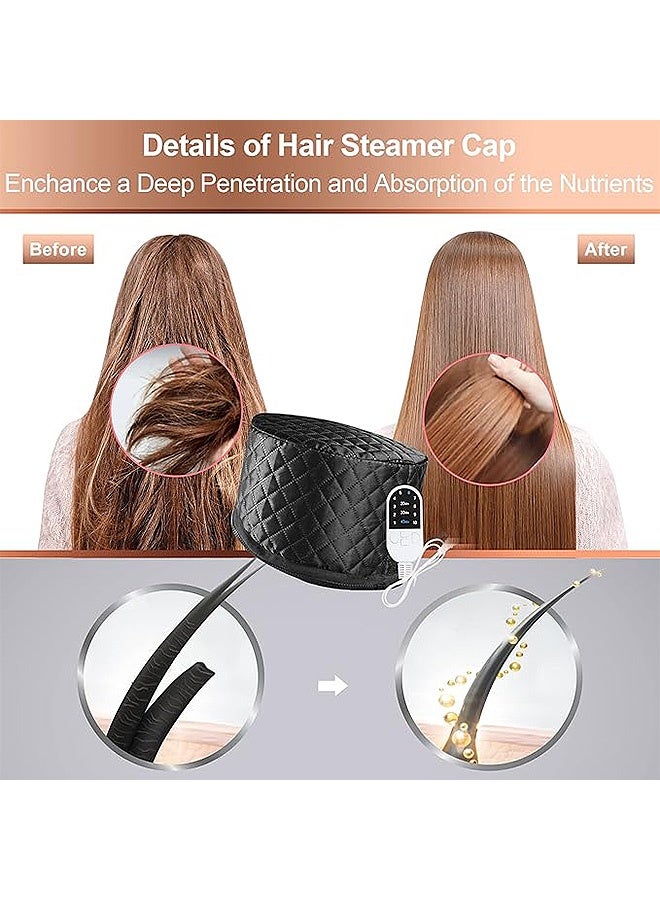 Natural Hair Home Use Thermal Heat Cap,  Deep Conditioning w/10-level Heats Up Quickly 3 Timer Settings Steamer Cap for Black Hair Deep Conditioner Hot Hair Oil - Image 2