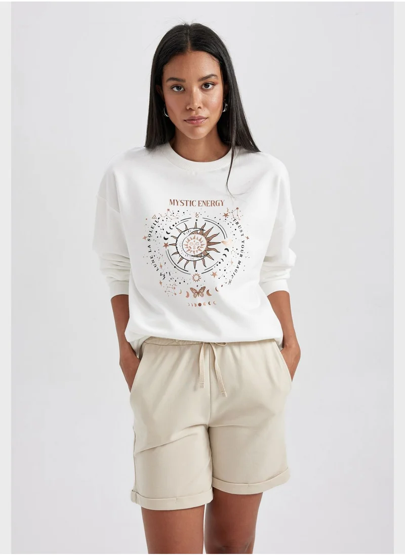 DeFacto Crew Neck Printed Sweatshirt