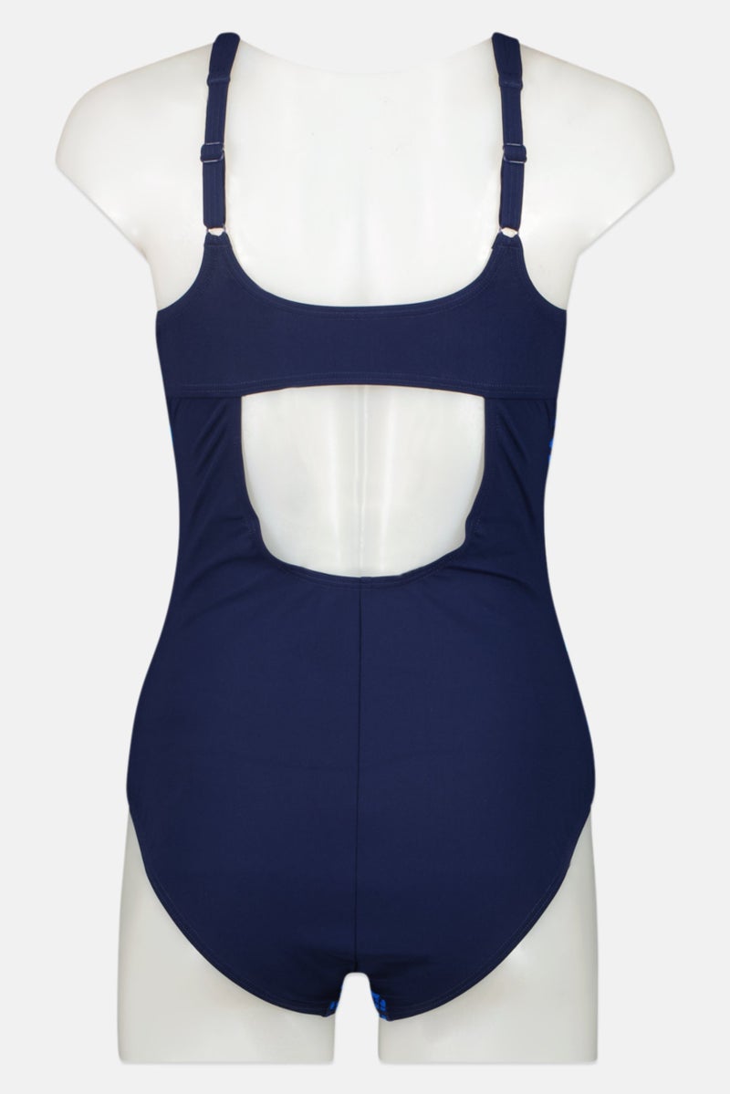 arena Women One Piece Non Padded Allover Print Swimsuit, Navy - Image 2