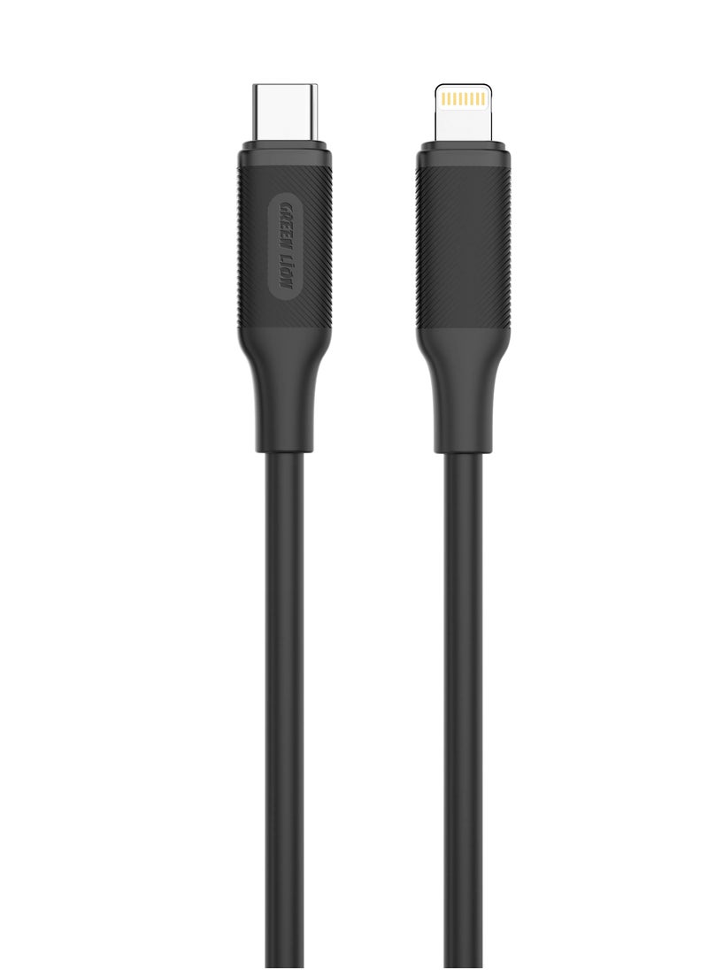 GREEN LION USB-C to Lightning PVC Cable 1M PD 27W / Fast Charging Cable /Secure & Safe/ Charge & Sync - Black  - Image 1