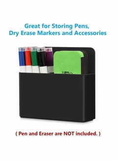 Y&D Magnetic Dry Erase Marker Holder Pen and Eraser for Whiteboard, Magnet Pencil Cup Storage Organizer School Office Home Fridge Locker Metal Cabinets Black  - Image 4