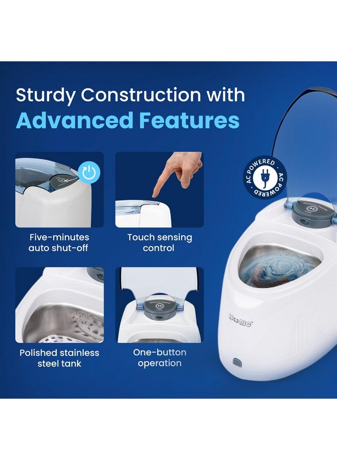 آي سونيك جهاز تنظيف أطقم الأسنان/المحاذاة/المثبتات بالموجات فوق الصوتية iSonic F3900 لجميع أجهزة طب الأسنان وأجهزة علاج انقطاع النفس النومي، 110 فولت 20 وات (الخزان غير قابل للإزالة)، أبيض، 0.4 باينت/0.2 لتر - Image 4