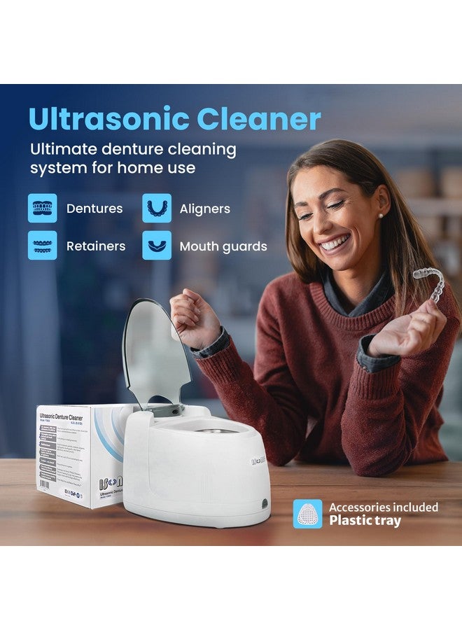 آي سونيك جهاز تنظيف أطقم الأسنان/المحاذاة/المثبتات بالموجات فوق الصوتية iSonic F3900 لجميع أجهزة طب الأسنان وأجهزة علاج انقطاع النفس النومي، 110 فولت 20 وات (الخزان غير قابل للإزالة)، أبيض، 0.4 باينت/0.2 لتر - Image 2