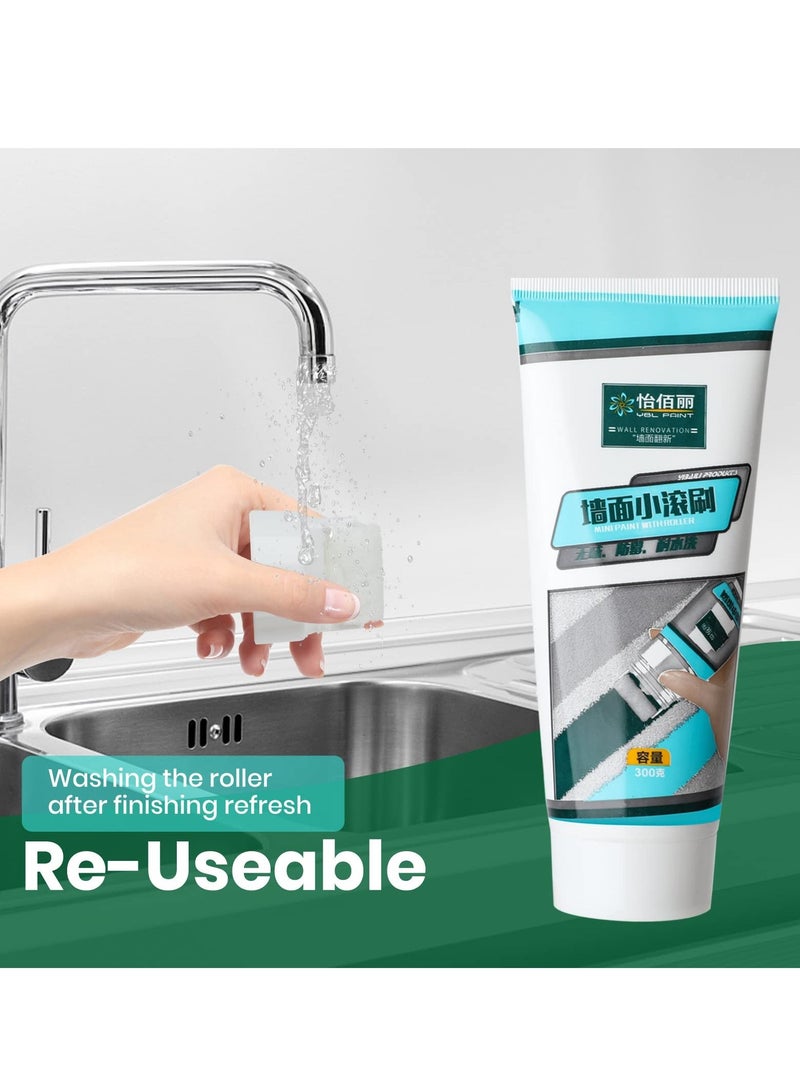 2 Pcs Small Roller Brush Wall Latex Paint, Small Roller Brush Wall Repair Tool, for Repairing The Wall with Latex Paint inner Wall Quickly Remove Wall Stain Graffiti, 300g, White - Image 2