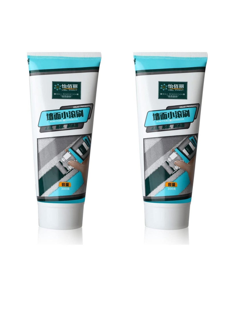 2 Pcs Small Roller Brush Wall Latex Paint, Small Roller Brush Wall Repair Tool, for Repairing The Wall with Latex Paint inner Wall Quickly Remove Wall Stain Graffiti, 300g, White - Image 1