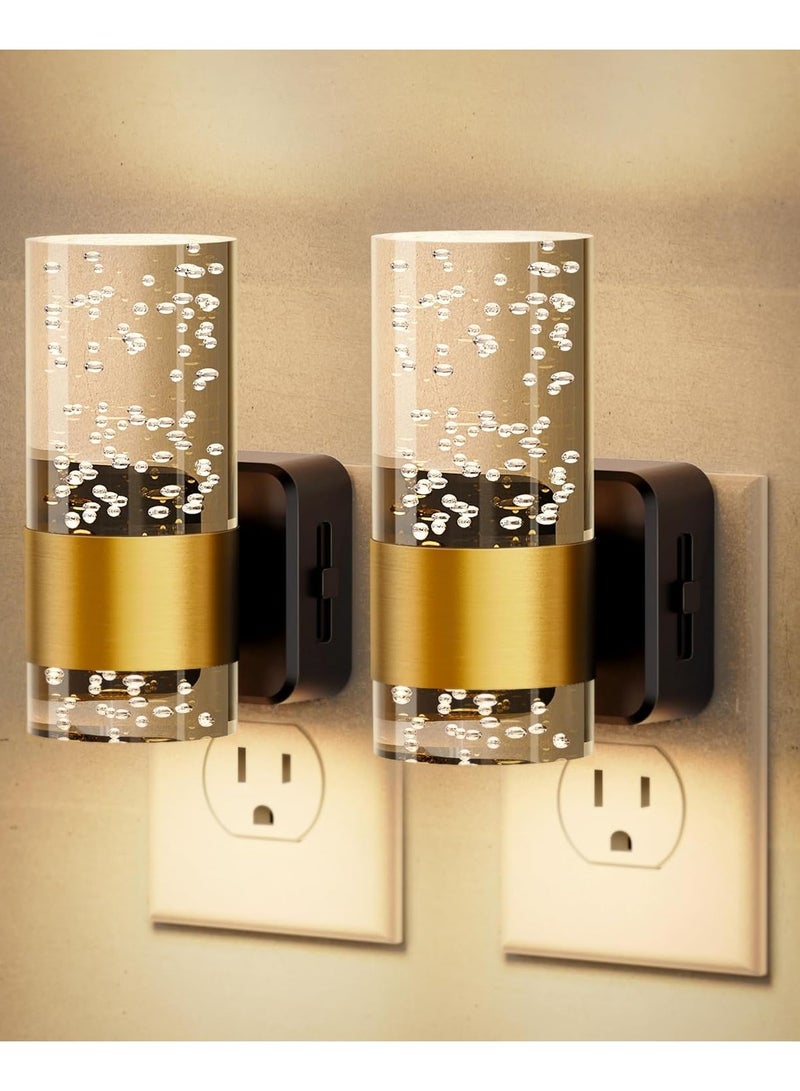 Night Light Plug in, 2 Pack LED Night Light, with Auto Sensor & 0-100LM Adjustable Brightness, 3000K Dimmable Kids Night Lights for Bathroom, Bedroom, Hallway Decor (UK Plug) - Image 1