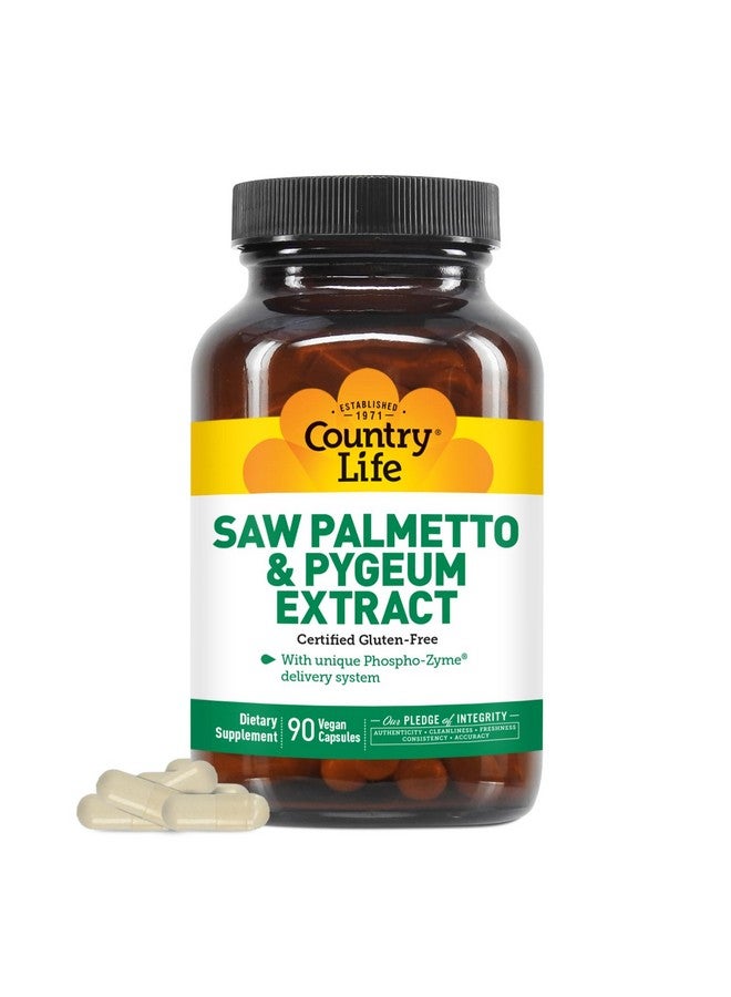 Country Life Saw Palmetto & Pygeum Extract - Prostate Health Supplement for Men's Health - Promotes Healthy Urinary Tract Function, 90 Capsules - Image 1