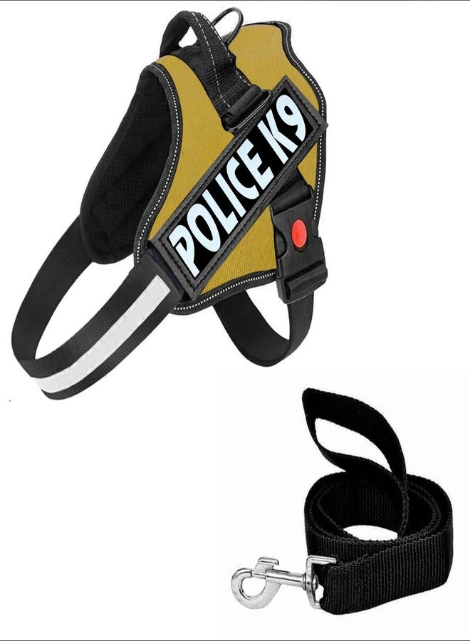 Berlin's PET ACCESSORIES Berlin's Police K9 Dog Harness with Leash, Dog Vest with Handle, Reflective Adjustable No-Pull Harness for Dogs Heavy Duty Nylon, for Training, Patrol, Hiking (Golden, Medium (13-20Kg)) - Image 1