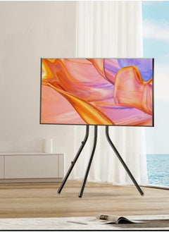 Easel TV Stand with Tripod Base for 42-86 inch Flat Screens, Height Adjustable TV Art Bracket Tripod for Living Room w/Cable Ties, MAX Load Capacity 143.3 LBS  , for Bedroom, Living Room, Studio