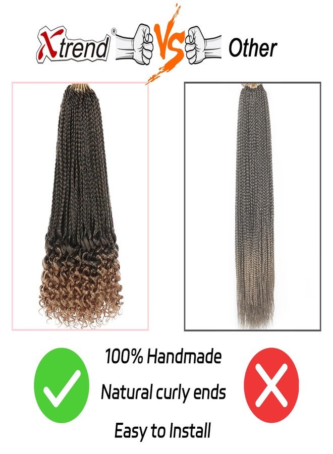 Xtrend 18 Inch Goddess Box Braids Crochet Hair 8 Packs Pre-looped Box Braids with Curly Ends Synthetic Bohemian Box Braiding Hair Extensions for Women (15Strands/pack T27#) - Image 5