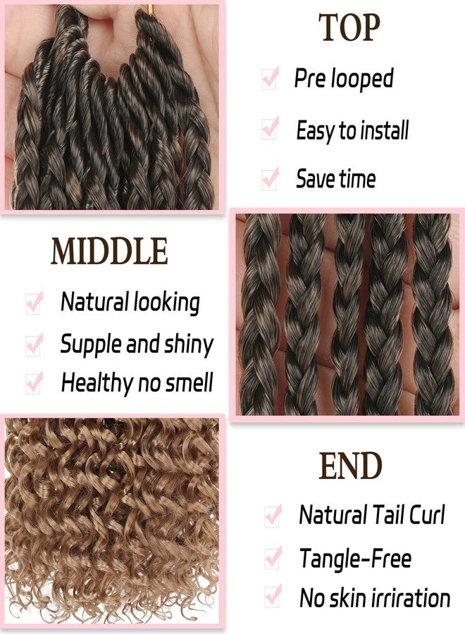 Xtrend 18 Inch Goddess Box Braids Crochet Hair 8 Packs Pre-looped Box Braids with Curly Ends Synthetic Bohemian Box Braiding Hair Extensions for Women (15Strands/pack T27#) - Image 3