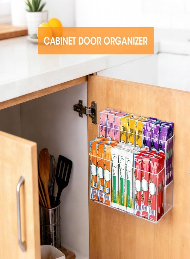 AIEVE Magnetic Drink Packet Organizer, 2-Tier Fridge Organizer Cabinet Door Holder, Acrylic Water Packet Holder for Kitchen Fridge Organizers and Storage (Magnetic & Adhesive) - Image 3