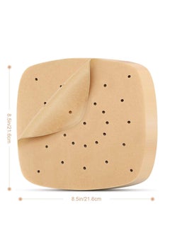 SYOSI Air Fryer Parchment Paper 200 Pcs - 8.5 inch Unbleached Square Liners/Steaming Liner/Perforated for Fryer, Steaming Basket and More(Brown)  - Image 2