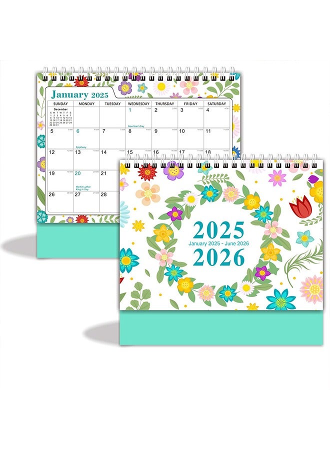 Generic Desktop Calendar, Mini Desk Calendar Aesthetic Desktop Calendars, Standing Desk Calendar, Flip Desktop Calendar,Beautiful Small Desktop Calendar for ome School Office(Jan. 2025 - Jun. 2026)  - Image 1