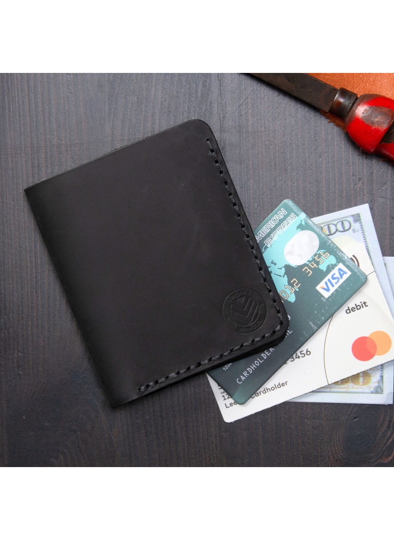 Vagave Black Leather Wallet Handmade Genuine Crazy Leather Men's Wallet Card Holder  - Image 4