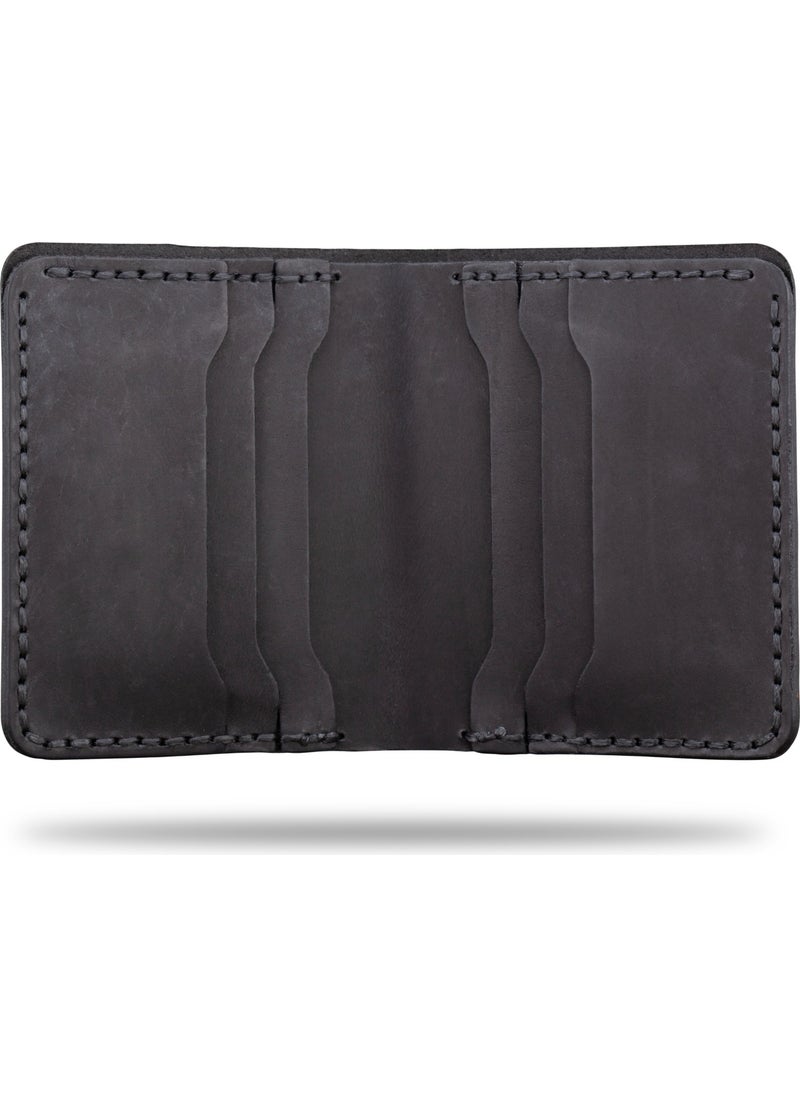 Vagave Black Leather Wallet Handmade Genuine Crazy Leather Men's Wallet Card Holder  - Image 5