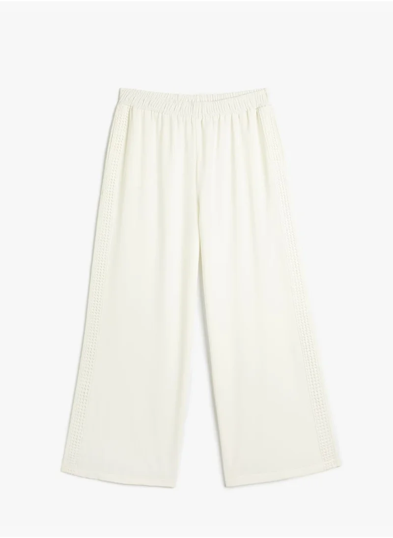 KOTON Line Detail Elastic Waist Palazzo Trousers