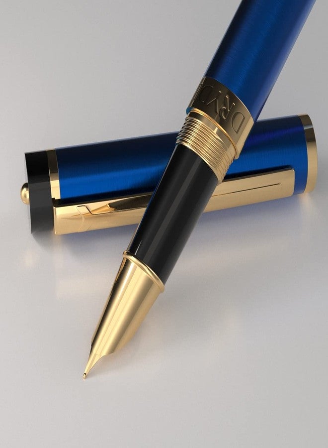 Dryden Designs Fountain Pen - Medium and Fine Nibs | Includes 24 Ink Cartridges and Ink Refill Converter | Calligraphy Pen, Consistent Writing, Smooth Flow - Mysterious Blue - Image 3