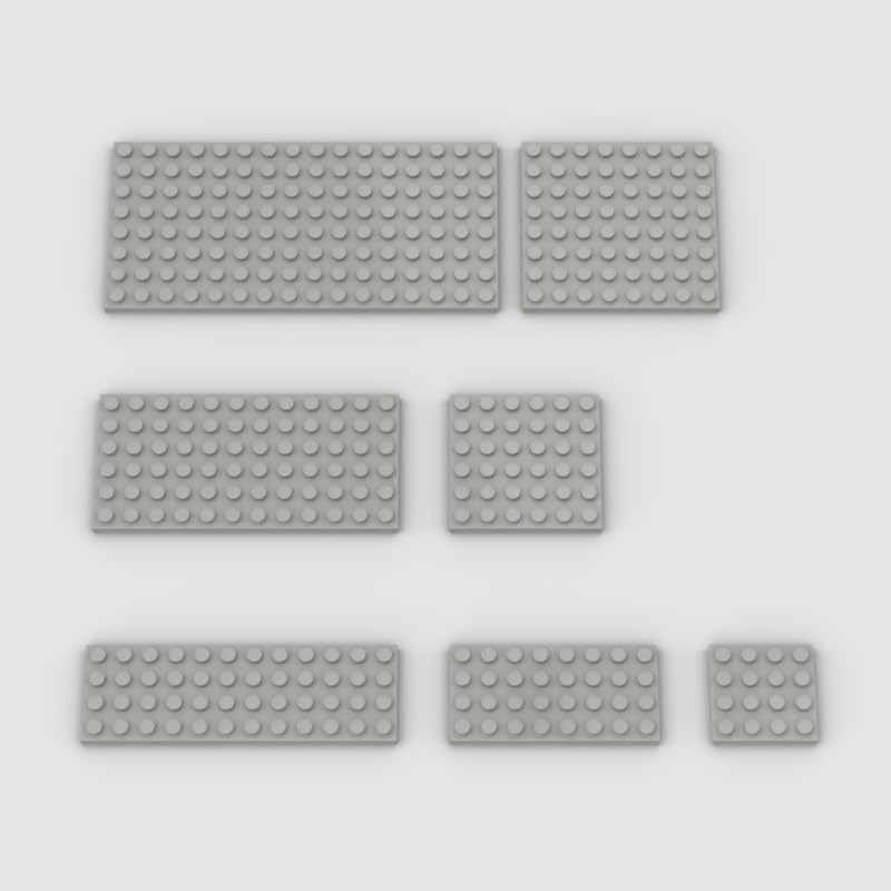 YUJHITP Classic Building Plate Assortment Pack 50pcs Light Gray Bulk Plates with 7 Size Building Plate Base Plate Compatible with Lego Parts and Pieces Building Bricks for Most BrandsColorLight Gray - Image 1