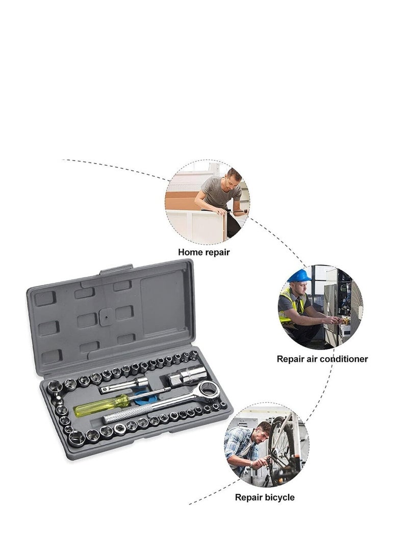 Plan A Wrench Tool Set 40 Pieces Screwdriver Set, Multi-Colour, 40 Pieces Socket Set - Image 2