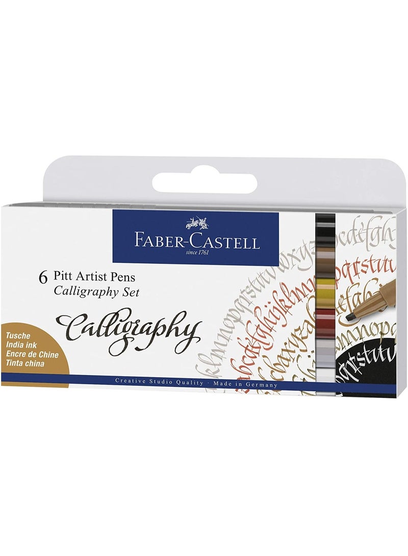 FABER-CASTELL 6-Piece PITT Calligraphy Artist Pen Multicolour - Image 1