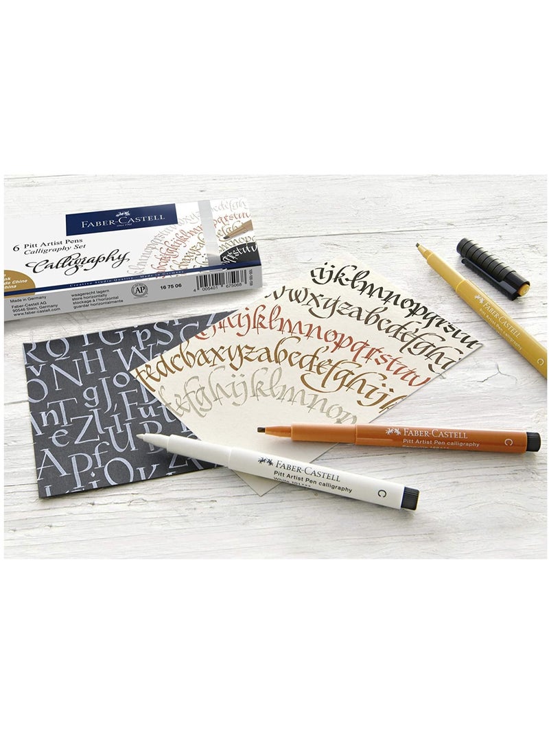 FABER-CASTELL 6-Piece PITT Calligraphy Artist Pen Multicolour - Image 5