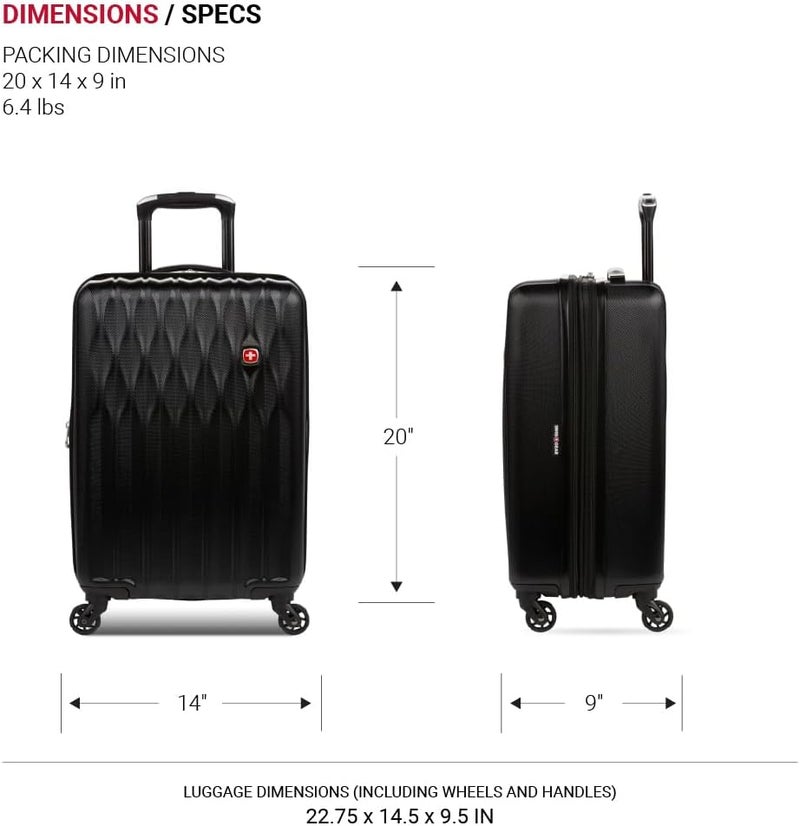 SwissGear 8018 Hardside Expandable Luggage with Spinner Wheels Black CarryOn 20Inch - Image 5