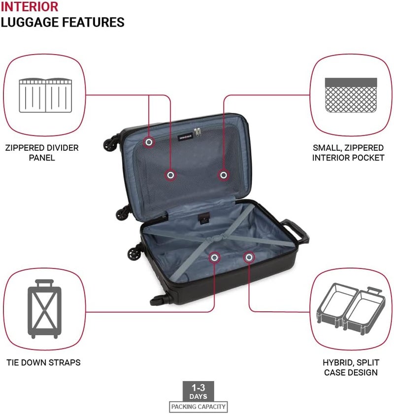 SwissGear 8018 Hardside Expandable Luggage with Spinner Wheels Black CarryOn 20Inch - Image 4