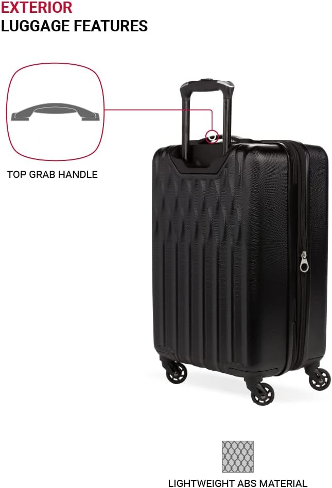 SwissGear 8018 Hardside Expandable Luggage with Spinner Wheels Black CarryOn 20Inch - Image 3