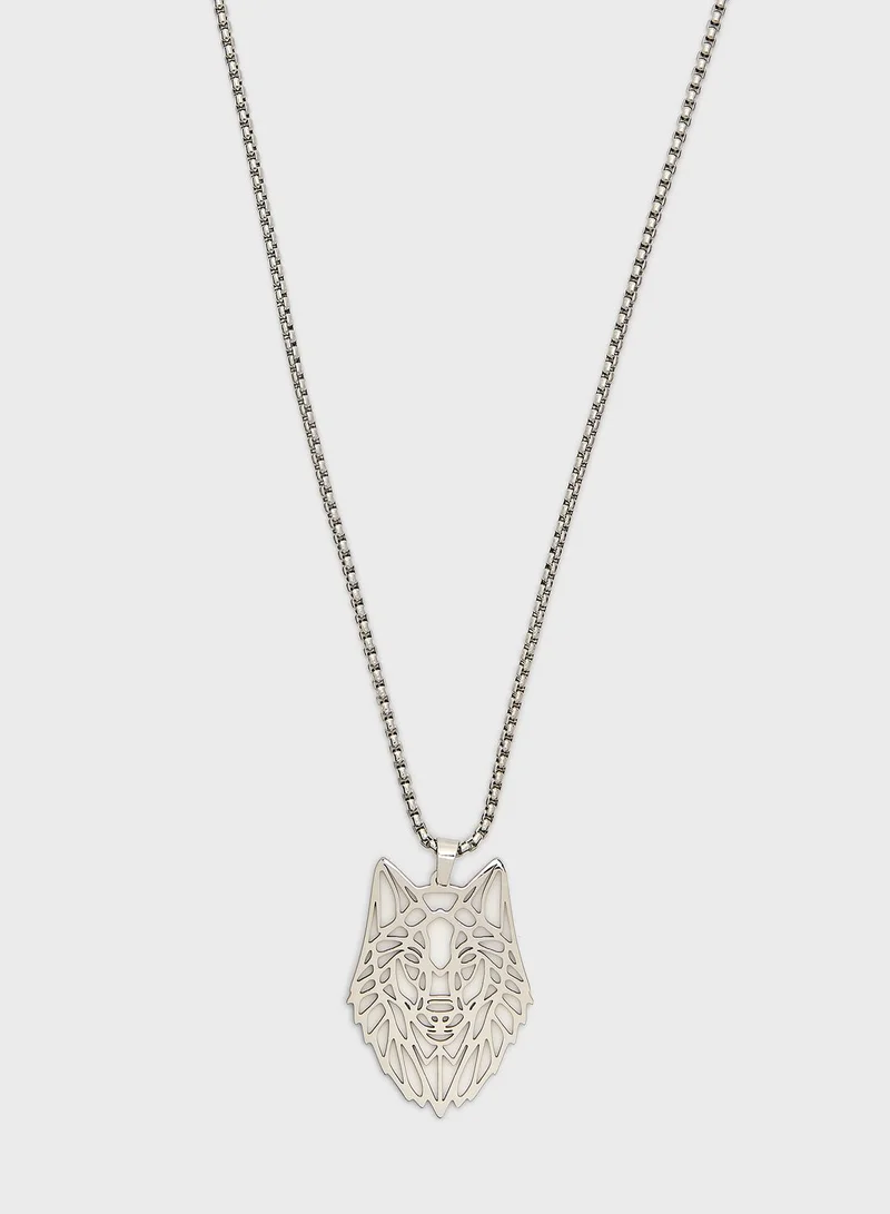 Seventy Five Wolf Filigree Pendant Necklace