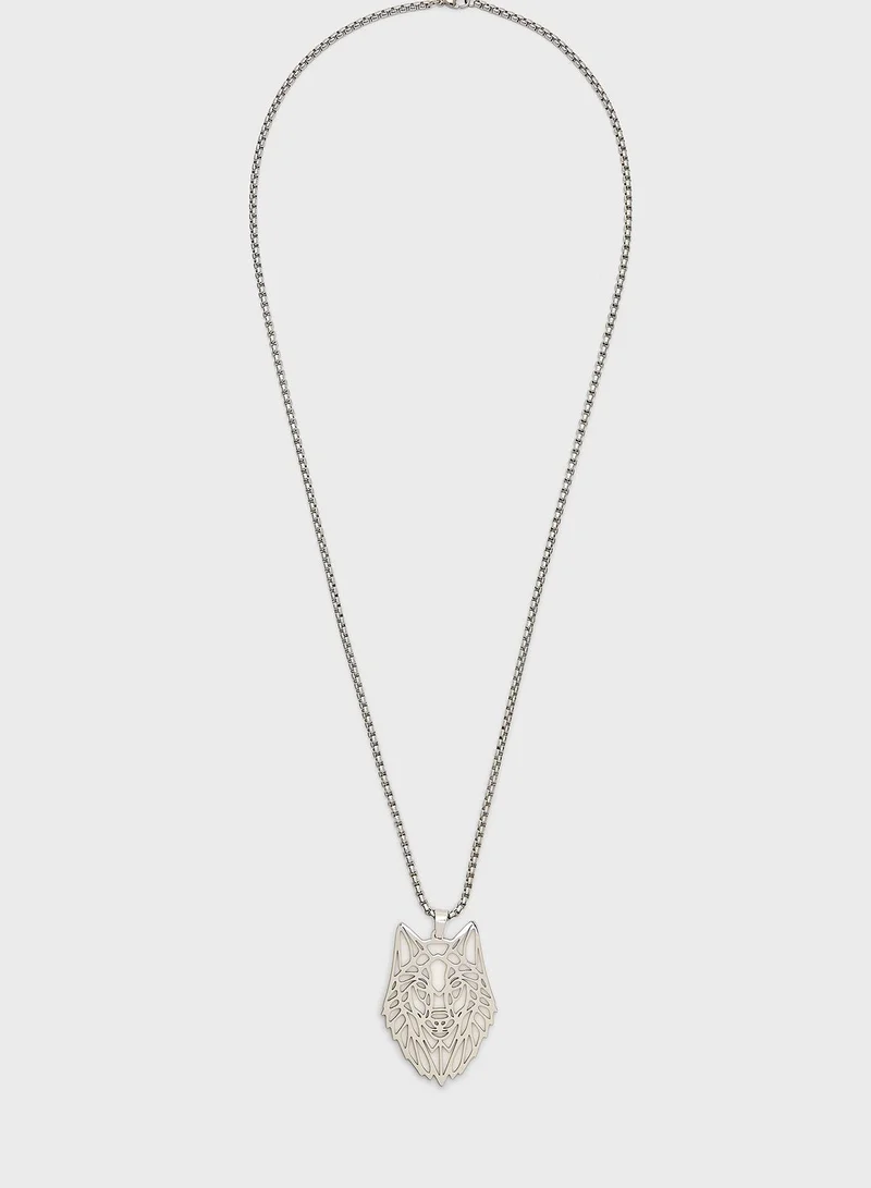 Seventy Five Wolf Filigree Pendant Necklace