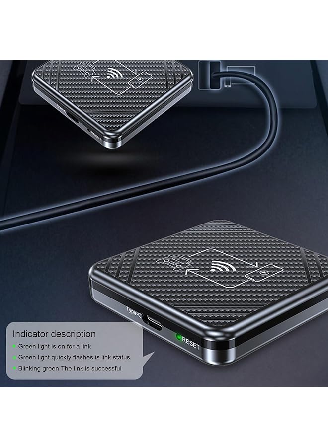 جيكتسي محول لاسلكي لـ CarPlay، تحكم صوتي عبر واي فاي سلكي إلى دونجل لاسلكي، محول سيارة 5.0، متوافق مع Android Auto، وiOS9 و - Image 2