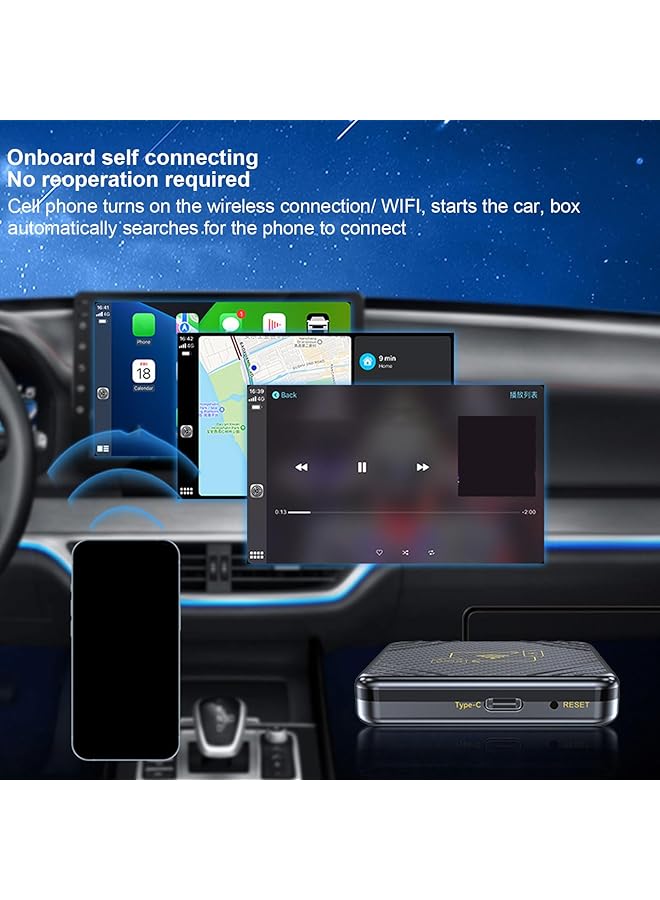 جيكتسي محول لاسلكي لـ CarPlay، تحكم صوتي عبر واي فاي سلكي إلى دونجل لاسلكي، محول سيارة 5.0، متوافق مع Android Auto، وiOS9 و - Image 3