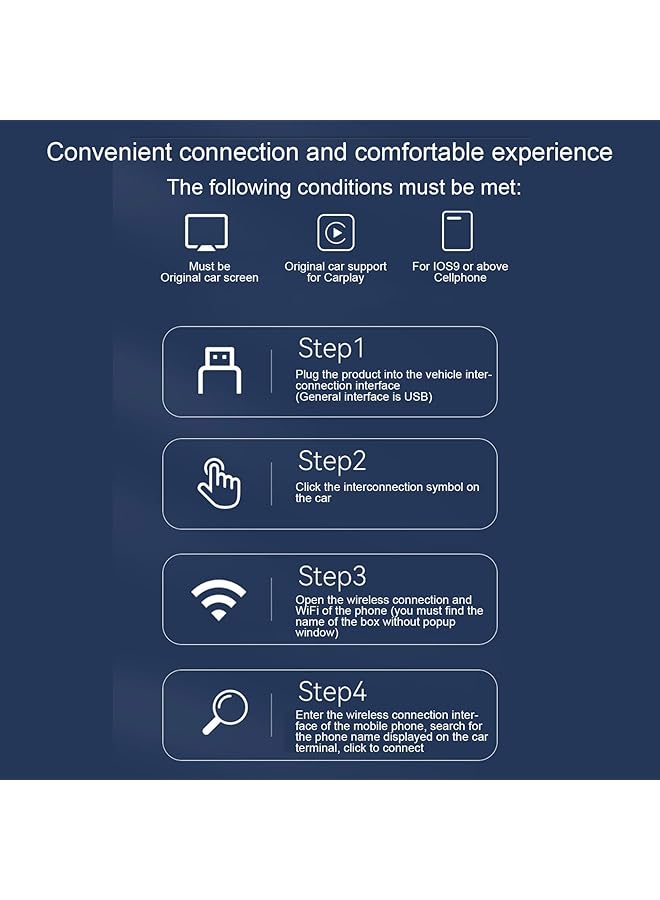 جيكتسي محول لاسلكي لـ CarPlay، تحكم صوتي عبر واي فاي سلكي إلى دونجل لاسلكي، محول سيارة 5.0، متوافق مع Android Auto، وiOS9 و - Image 4