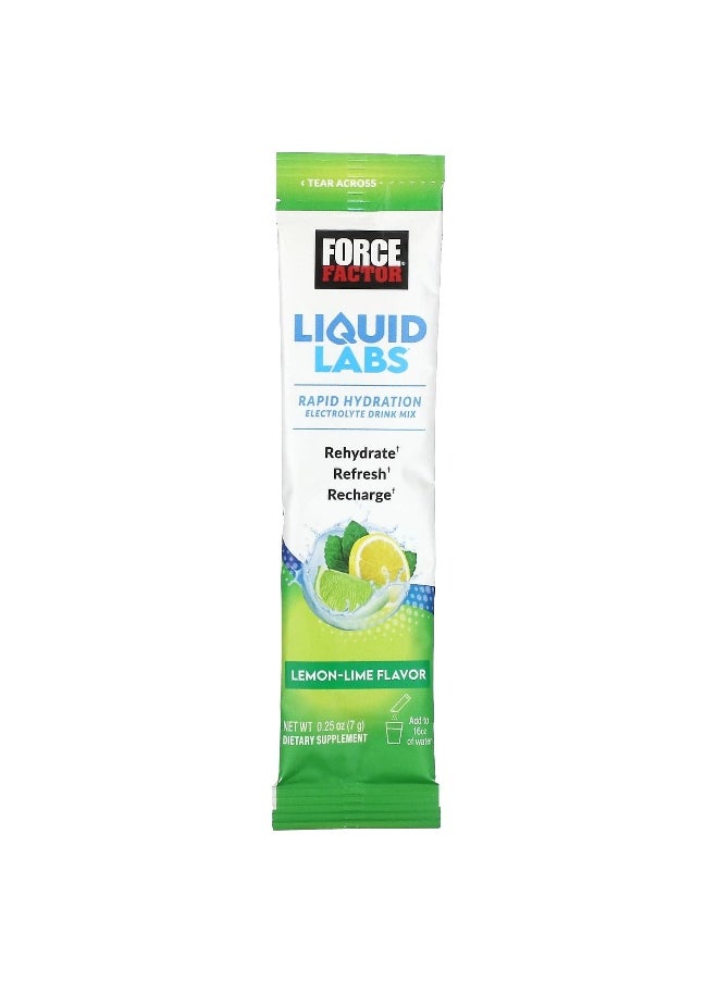 Force Factor Force Factor, Liquid Labs™, Rapid Hydration Electrolyte Drink Mix, Lemon-Lime, 20 Stick Packs, 0.25 oz (7 g) Each  - Image 3