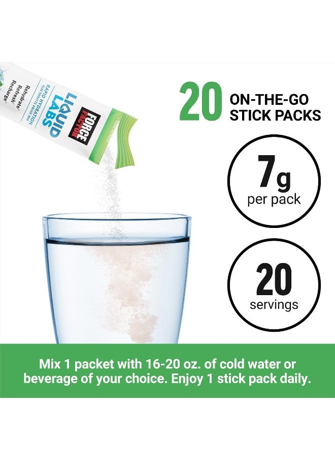 Force Factor Force Factor, Liquid Labs™, Rapid Hydration Electrolyte Drink Mix, Lemon-Lime, 20 Stick Packs, 0.25 oz (7 g) Each  - Image 5