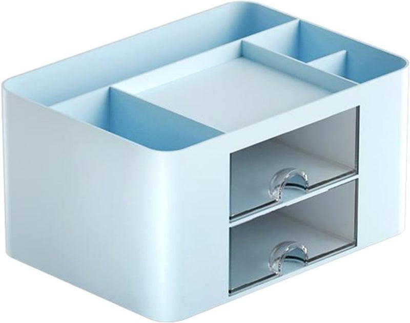 Multifunctional Desk Organizer With 2 Sliding Drawers 5 Compartments Large Capacity Pen Storage Container - Image 1