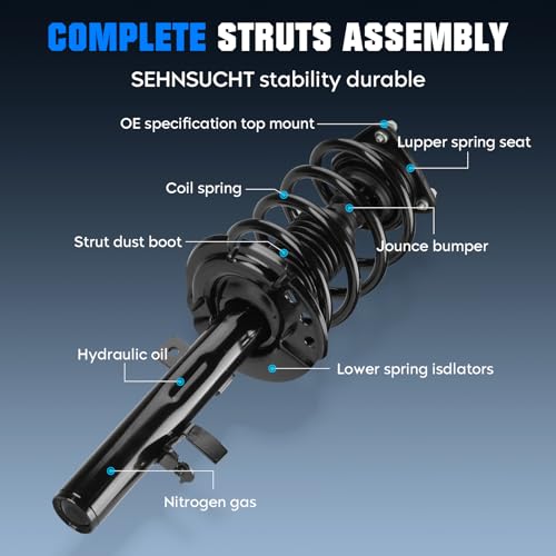 SEHNSUCHT Front Strut Shock Absorber w/Coil for Ford Escape FWD 2014 2015 2016 2017 2018 2019, Spring Strut Shock Spring Absorbe rAssembly Replace for 172751, 172750 - Image 2