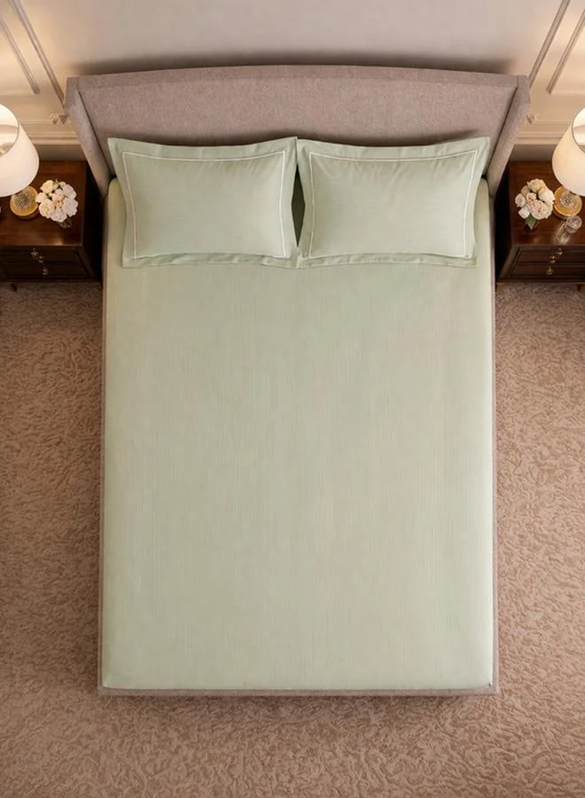 Mulberry Living 100% Cotton 3-Pieces Bedding Set, Linear Luxe - Meadow Mist