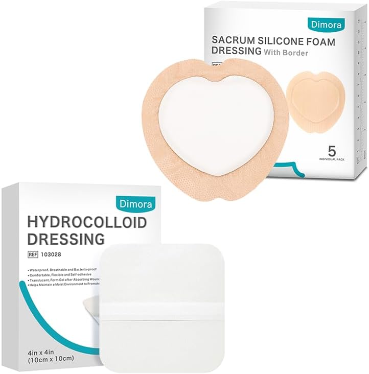 Dimora Sacrum Silicone Foam Dressing with Border Adhesive  Hydrocolloid Dressing 4 x 4 Sterile SelfAdhesive Patches - Image 1